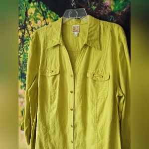 JM Chartreuse button down Blouse